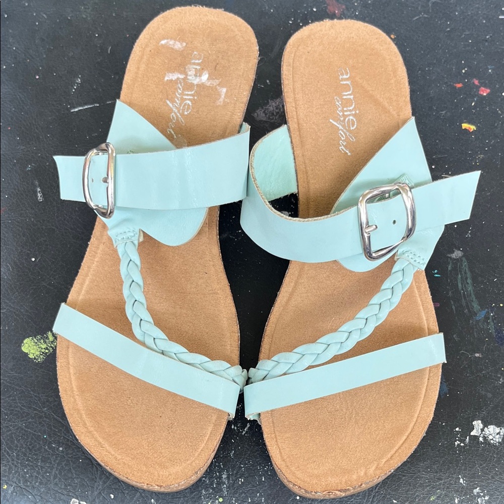 Annie Women's Aqua Braided Sandals
